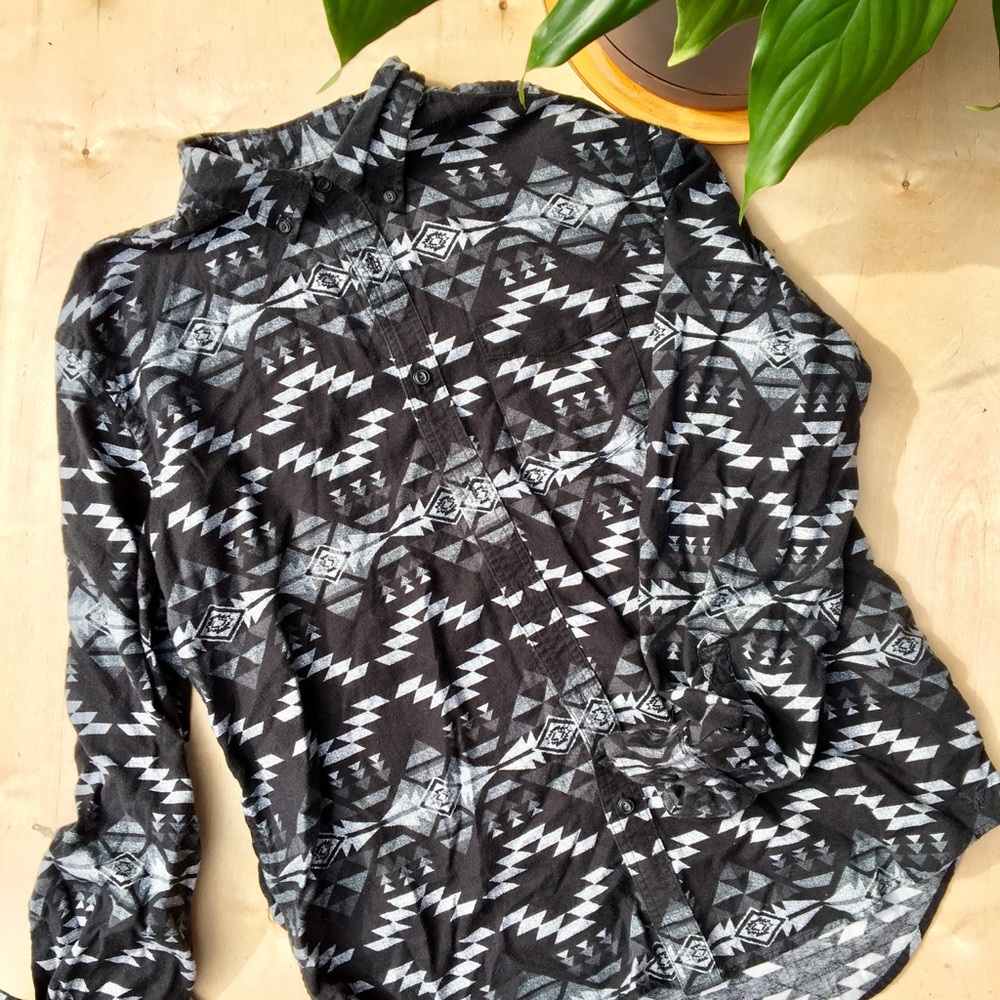 Aztec print button up